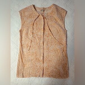 GAP Orange Dotted Women's VNeck Tie Front Button Up Size Medium